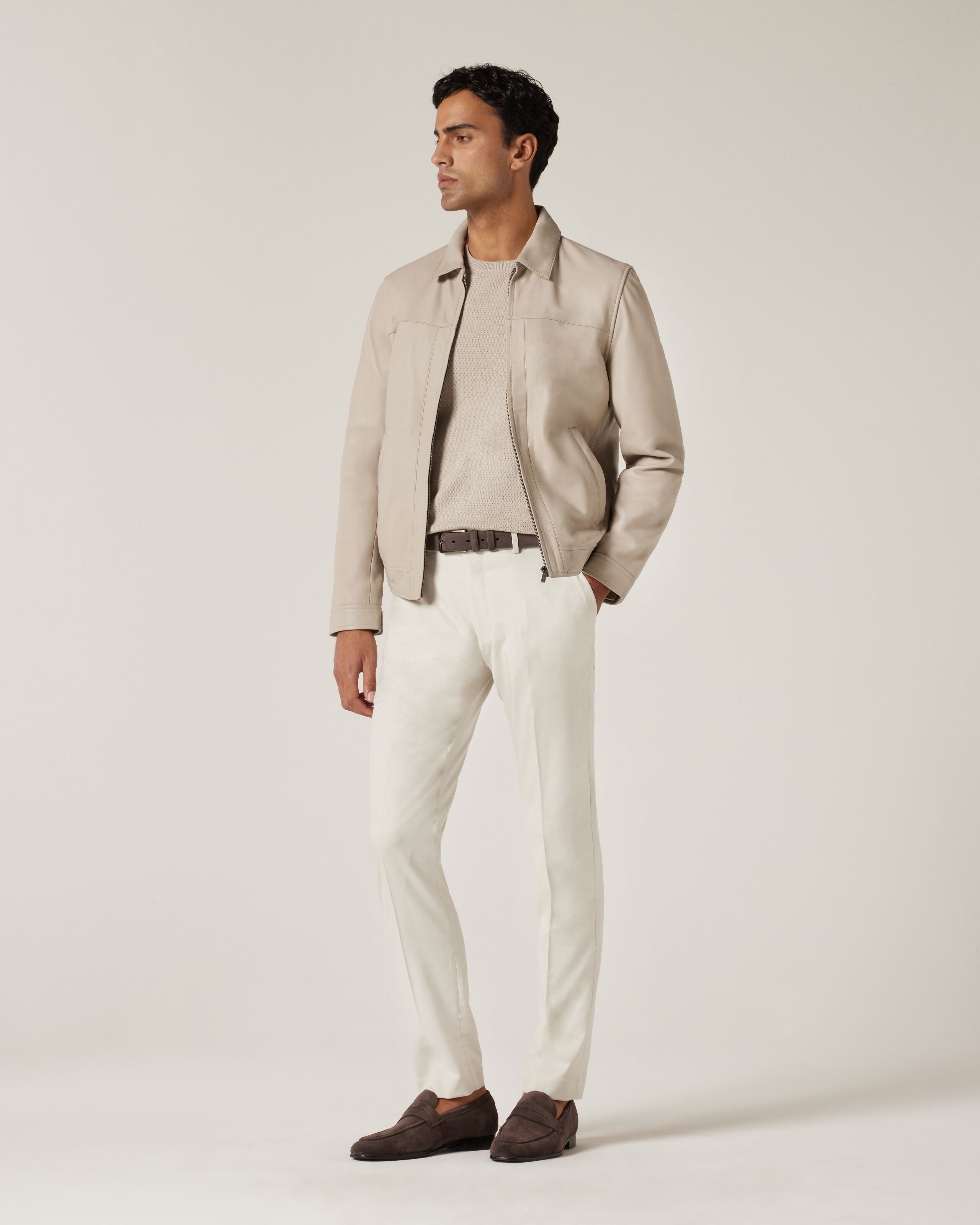 Crew Short Sleeve Knit - Bone - 5 Button Windowpane Check